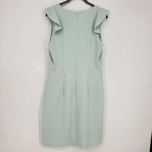 Ann Taylor Ruffle Trim Sheath Dress 6 Womens Sleeveless Light Mint Green NEW - Picture 4 of 13